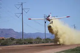 Dust coming from a prop plane